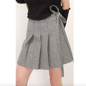 NWT Storets Bailey Pleated Wrap Skirt Gray Wool Blend